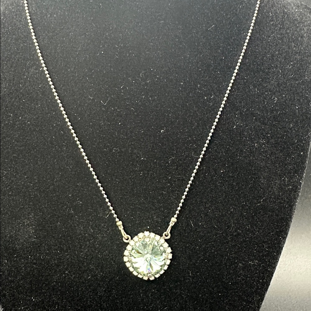 Sabika Silver Necklace with Green Pendant